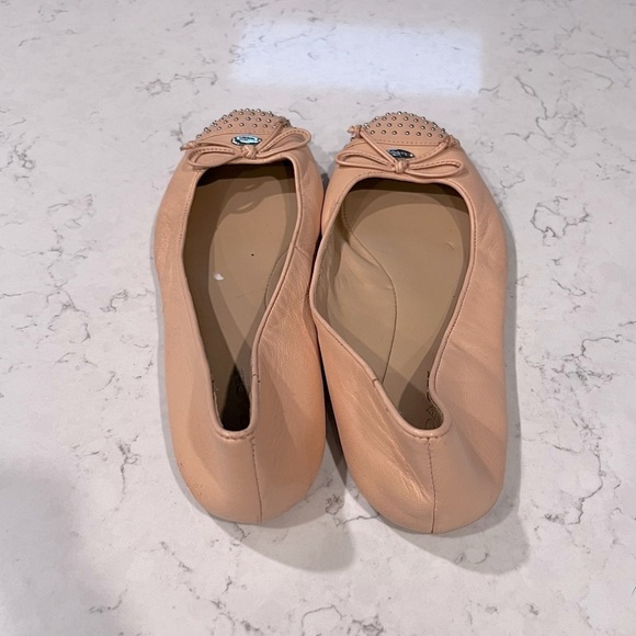 COACH Doreen Light Pink Leather Studded Ballet Flats Size 7 - Picture 4 of 12